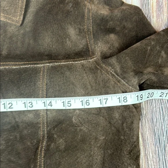 Brown Leather Jacket with Textured Fabric and Casual Style - Picture 11 of 12